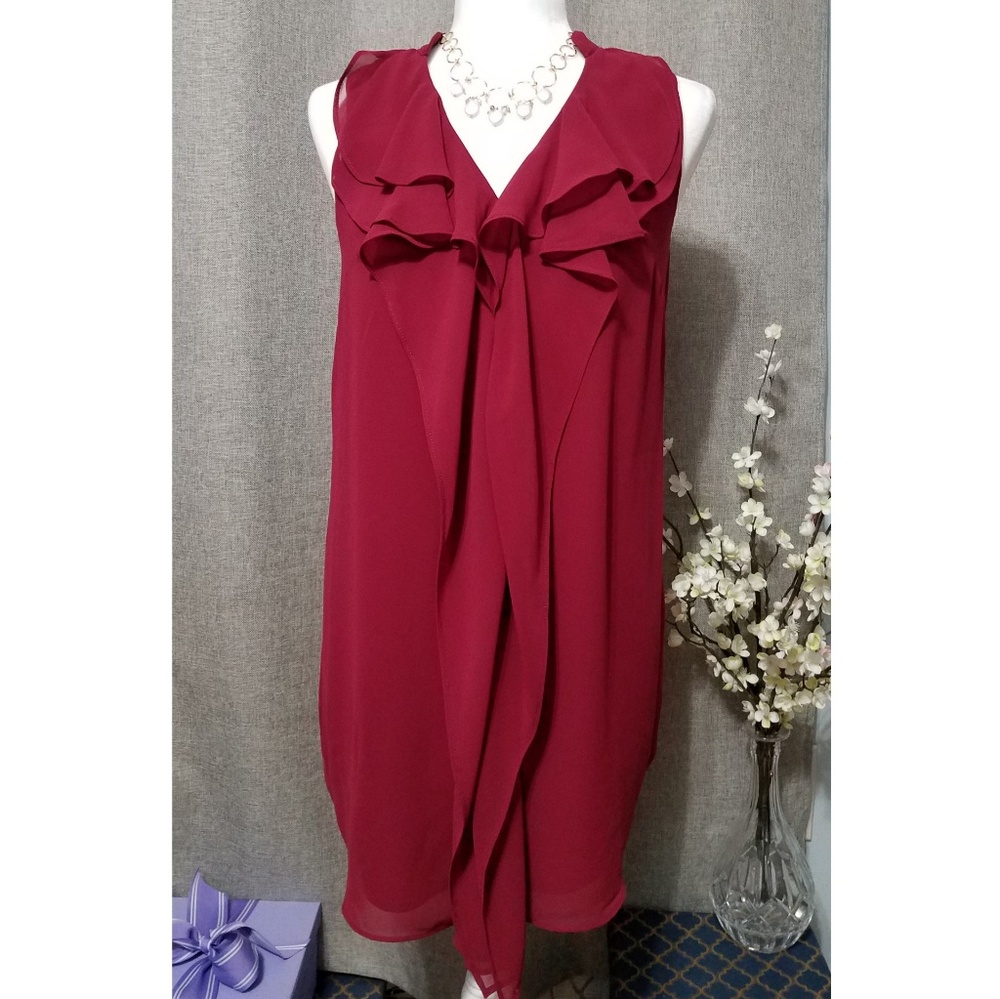 BCBGeneration ruby red cocktail ruffle dress